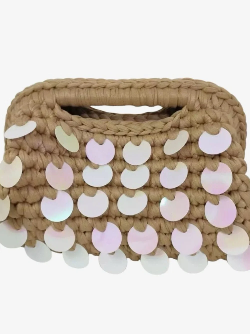 Gemelli Iridescent Taupe Sequin Tropez Crochet Bag
